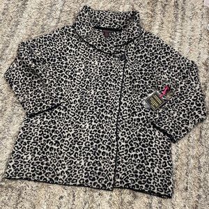 Christian Siriano 25% wool animal print black gray tunic sweater size 2X